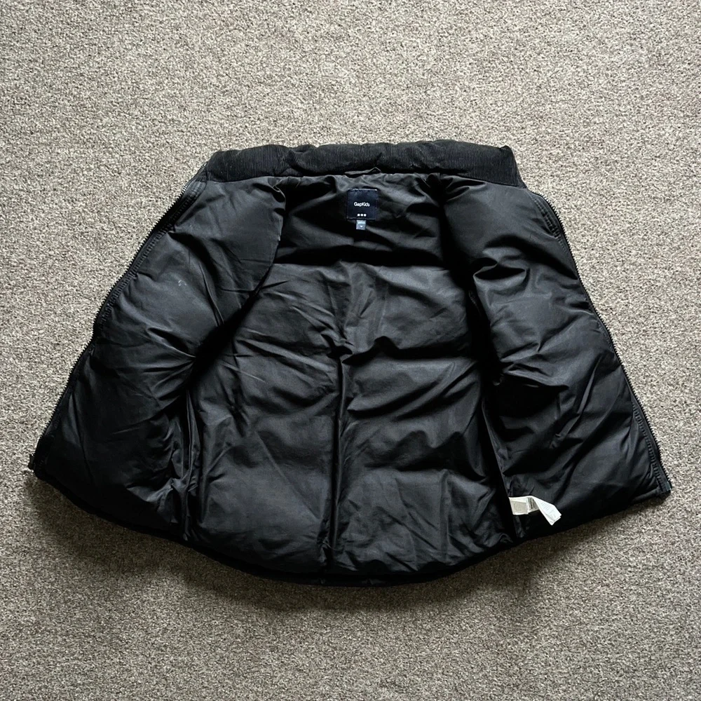 Gap Kids Black Puffer Vest Boys Youth M Corduroy Fall Winter Jacket 100% Cotton